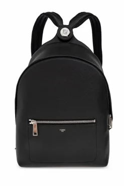 Fendi CZARNY Skórzany plecak z logo