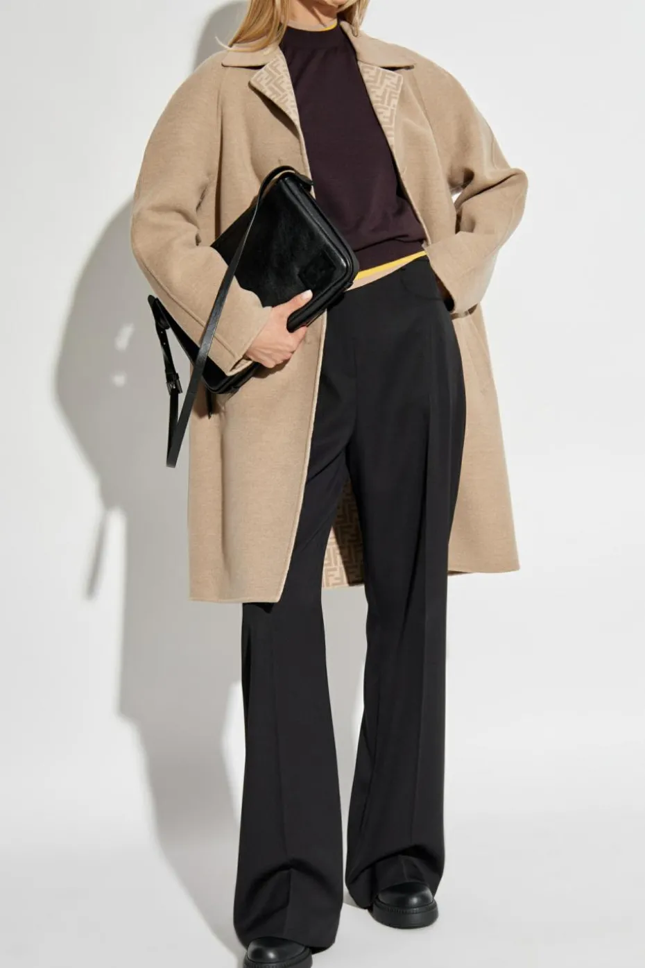 Fendi FIOLETOWY Sweter z potrójnymi ściągaczami