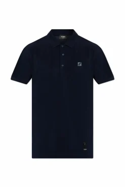 Fendi GRANATOWY Polo z aplikacją w kształcie logo