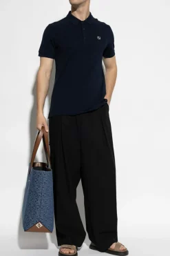 Fendi GRANATOWY Polo z aplikacją w kształcie logo