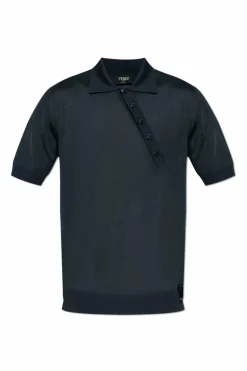 Fendi GRANATOWY Polo z naszywką z logo