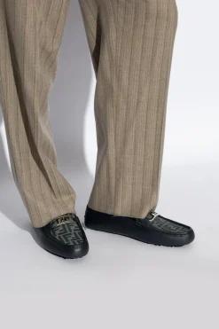 Fendi GRANATOWY Skórzane mokasyny ‘Olock’