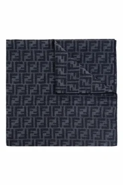 Fendi GRANATOWY Szal z monogramem