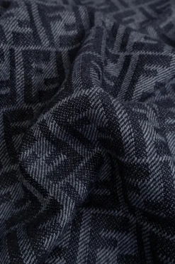 Fendi GRANATOWY Szal z monogramem
