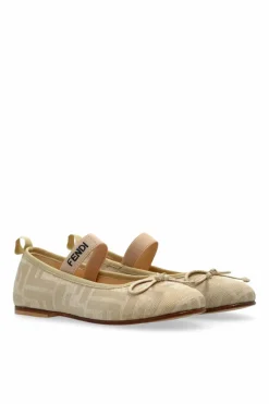 Fendi Kids beżowy Baleriny z elastycznym paskiem