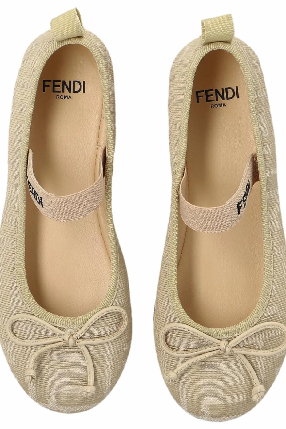 Fendi Kids beżowy Baleriny z elastycznym paskiem