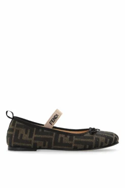 Fendi Kids beżowy Baleriny z monogramem