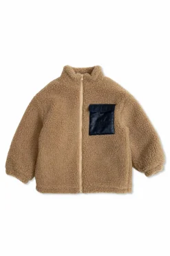 Fendi Kids beżowy Futrzana kurtka z kieszenią