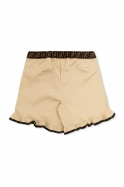 Fendi Kids beżowy Szorty z falbaną