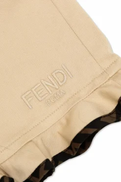 Fendi Kids beżowy Szorty z falbaną