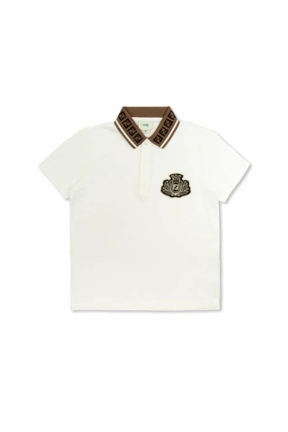 Fendi Kids BIAŁY Bawełniane polo z naszywką z logo
