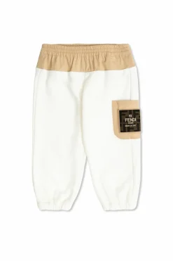 Fendi Kids BIAŁY Spodnie dresowe z kieszenią