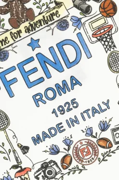 Fendi Kids BIAŁY T-shirt z kolorowym nadrukiem