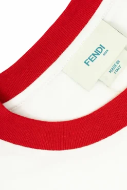 Fendi Kids BIAŁY T-shirt z kolorowym nadrukiem