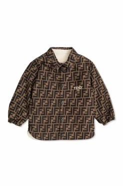 Fendi Kids BRĄZOWY Dwustronna kurtka