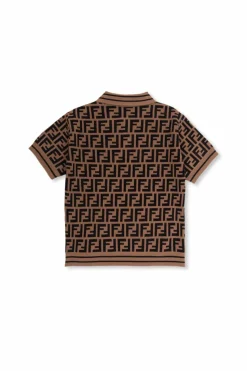 Fendi Kids BRĄZOWY Polo z monogramem