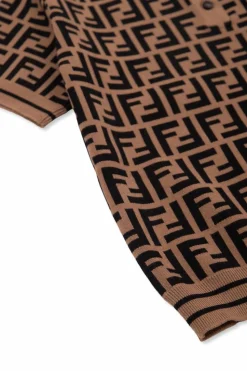 Fendi Kids BRĄZOWY Polo z monogramem