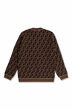 Fendi Kids BRĄZOWY Sweter z monogramem