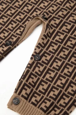 Fendi Kids BRĄZOWY Wzorzysty pajacyk