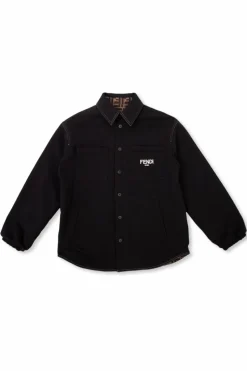 Fendi Kids CZARNY Dwustronna kurtka z logo