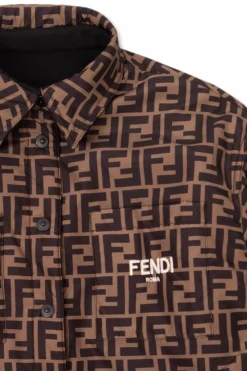 Fendi Kids CZARNY Dwustronna kurtka z logo