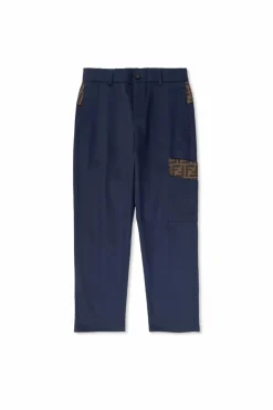 Fendi Kids GRANATOWY Bawełniane spodnie