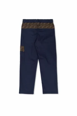 Fendi Kids GRANATOWY Bawełniane spodnie