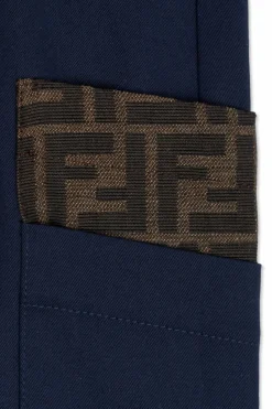 Fendi Kids GRANATOWY Bawełniane spodnie