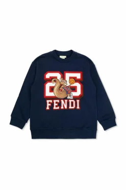 Fendi Kids GRANATOWY Bluza z kolorowym nadrukiem