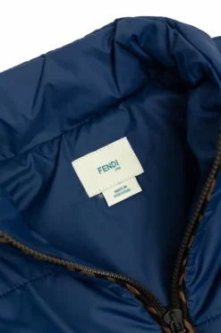 Fendi Kids GRANATOWY Ocieplana kurtka z naszywką z logo