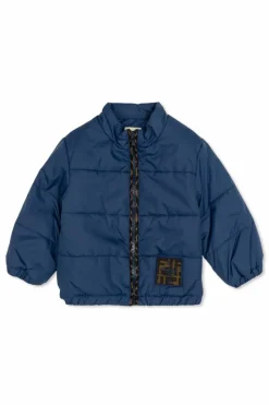 Fendi Kids GRANATOWY Ocieplana kurtka z naszywką z logo