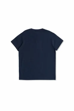 Fendi Kids GRANATOWY T-shirt z kolorowo nadrukowanym logo
