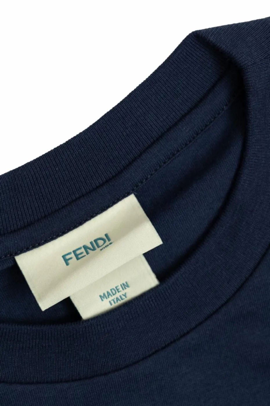 Fendi Kids GRANATOWY T-shirt z kolorowo nadrukowanym logo