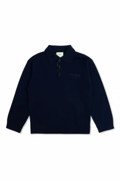 Fendi Kids GRANATOWY Wełniane polo z długimi rękawami