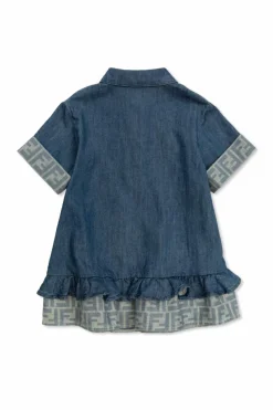 Fendi Kids NIEBIESKI Jeansowa sukienka