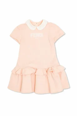 Fendi Kids RÓŻOWY Sukienka z falbaną