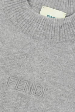 Fendi Kids SZARY Wełniana sukienka bez rękawów
