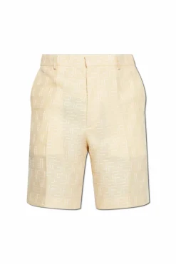 Fendi kremowy Szorty z monogramem