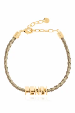 Fendi MULTIKOLOR Skórzana bransoleta z logo