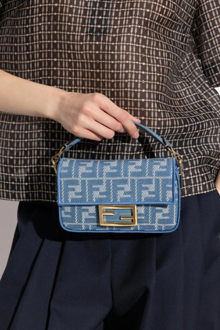 Fendi NIEBIESKI Torba do ręki `Baguette Mini`
