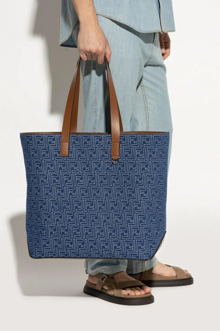 Fendi NIEBIESKI Torba `FF Medium` typu `shopper`