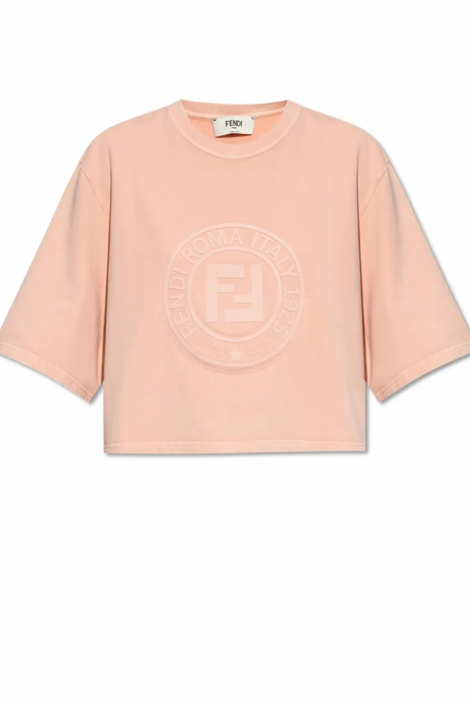 Fendi RÓŻOWY Krótki t-shirt z wypukłym logo