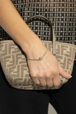 Fendi SREBRNY Bransoleta z perłową zawieszką