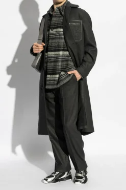 Fendi SZARY Flanelowa wełniana koszula