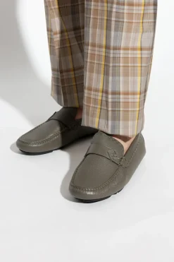 Fendi SZARY Skórzane mokasyny
