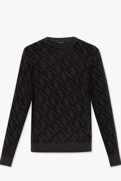 Fendi SZARY Sweter z monogramem