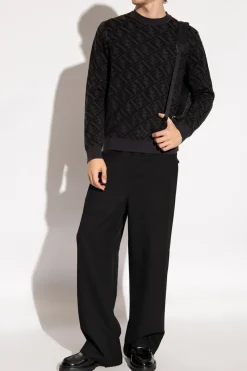 Fendi SZARY Sweter z monogramem