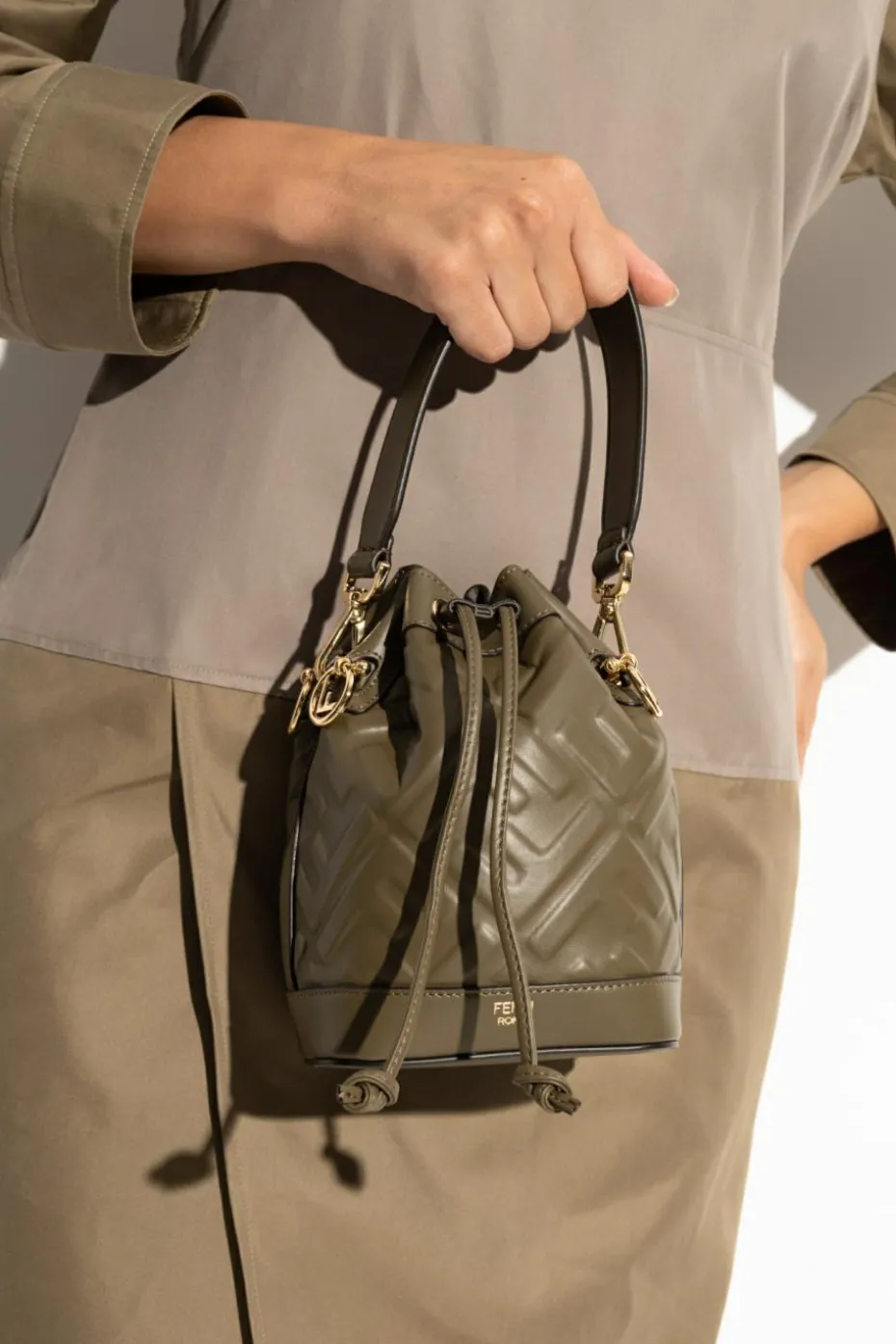 Fendi ZIELONY Torba na ramię `Mon Tresor` typu `bucket`