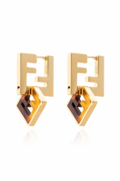 Fendi ZŁOTY Kolczyki w kształcie logo