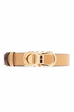 FERRAGAMO beżowy Dwustronny pasek z logo
